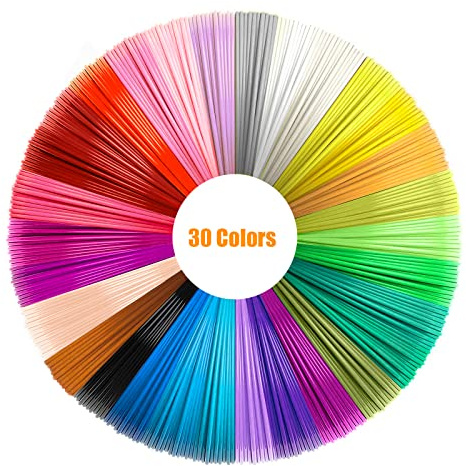 3D Stift Filament 1,75mm PLA, 30 Farben 150 Meter (5m pro Farbe) 3D Druck Stift Filament Nachfüllung Kompatibel mit MYNT3D, SCRIB3D, PIKA3D, Jandi, LIHUACHEN und Meisten 1,75mm 3D Stift– Ohne 3D Stift