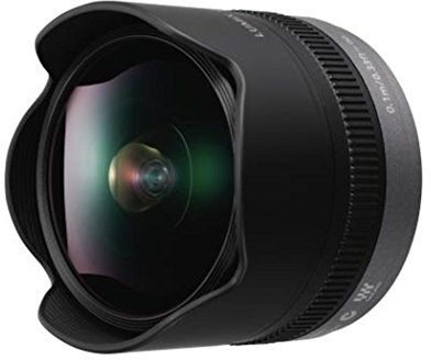 Panasonic H-F008E LUMIX G Fisheye 8 mm F3.5 Objektiv (16 mm KB, klein und leicht, Bildwinkel 180°) schwarz