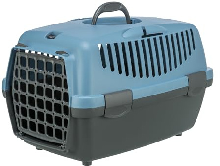 TRIXIE Transportbox Capri 1, XS: 32 × 31 × 48 cm - Tragegriff - Kunststoff - dunkelgrau/pastellblau - 39812