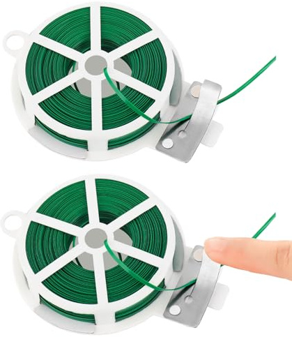 100M Pflanzen Bindedraht Dünn, 2 Roll Garden Twistee Tie with Dispenser and Cutter, Pflanzendraht Rankhilfe for Organising, DIY Craft Projects