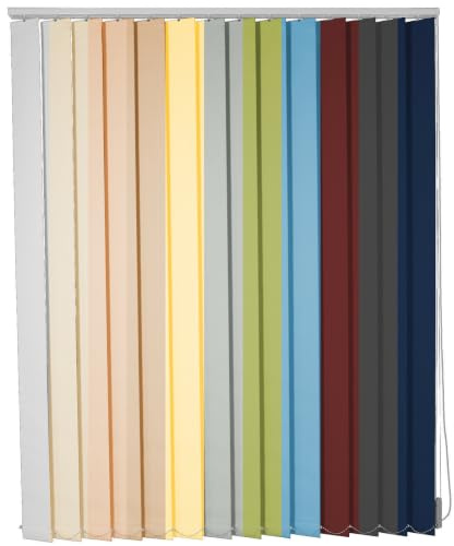 Schiebevorhang Fenster Sichtschutz, Breite & Länge auf Maß, Farbe Hellgrau | Individuelle Anfertigung / 127 mm Lamellen blickdicht & lichtdurchlässig aus Polyester / Alu-Oberschiene für Deckenmontage