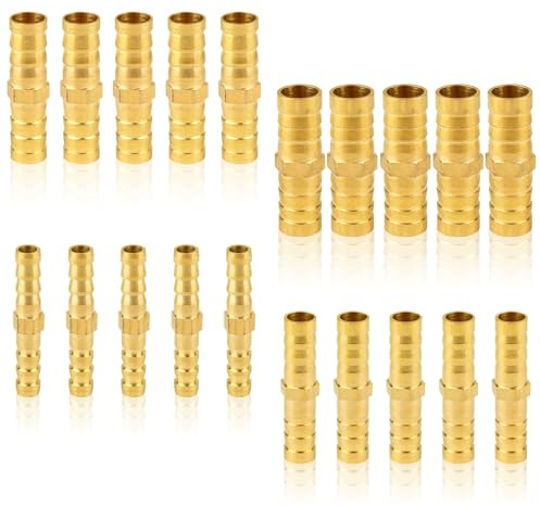 20 Stück Schlauchverbinder,Messing Schlauchverbinder,Schlauch Verbindungsstück für Luftleitung Wasserleitung Kraftstoffleitung Olleitung(6mm/8mm/10mm/12mm)