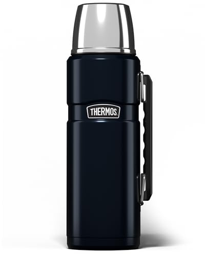 Thermos Stainless King Thermosflasche blau 1,20l - Edelstahl, absolut dicht, mit Trinkbecher und Griff, 12h heiß & 24h kalt, spülmaschinenfest, BPA-frei