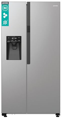Gorenje NRR9185ESXL Side-by-Side mit Wasser und Eiswürfelspender, 566 L, Wassertank, CripZone, MultiFlow 360°, SensorTech, BxHxT: 91,5 × 178,6 × 69,8 cm, Grau