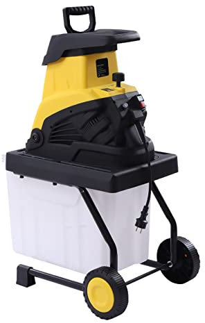 Gartenhäcksler 2500W Elektro Leisehäcksler, max. Astdicke 45 mm - mit 45 L Fangbox, zum Schneiden von Holz, Ästen, trockenen Blättern usw.