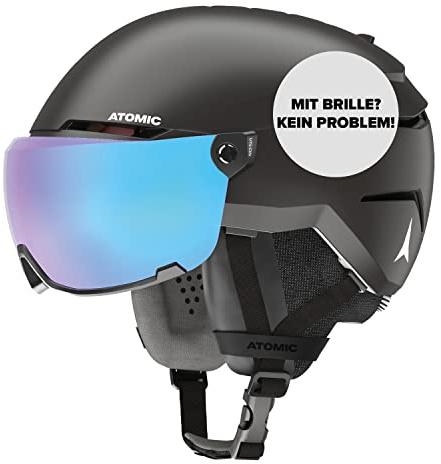 ATOMIC Savor Visor Stereo Skihelm mit Visier - Schwarz - Größe M - Snowboard- & Ski-Helm mit Brille - 360° Fit System & Active Aircon Belüftungssystem - Holo Core für maximale Stoßdämpfung