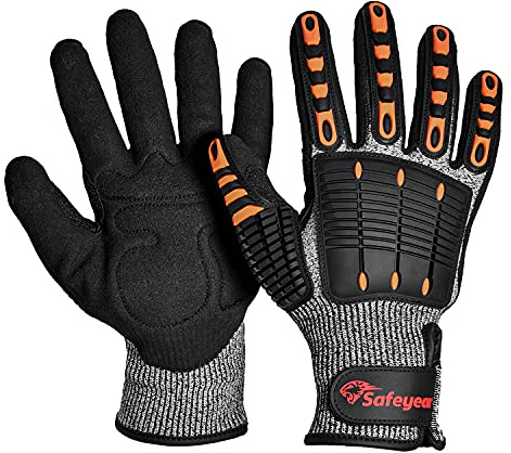SAFEYEAR kettensäge schnittschutzhandschuhe größe 10 forst klasse 5 Anti Impact Rutschfest Rutschfester, flexibler Griff, verwendet in Baustellen, Maschinen, Autowerkstätten Winter, Orange