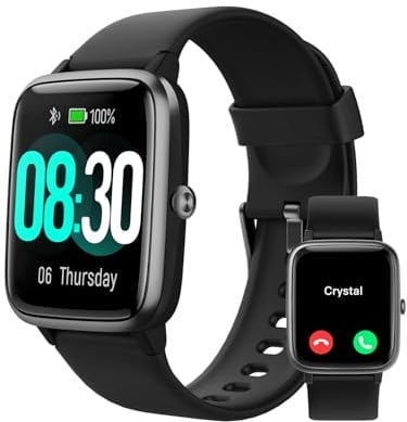 GRV Smartwatch Damen Herren mit Telefonfunktion,1.85" HD Fitnessuhr mit 24/7 SpO2 Herzfrequenz Schlafmonitor Schrittzähler KI-Sprachsteuerung 100+ Sportmodi,IP68 Wasserdicht für iOS Android Handy