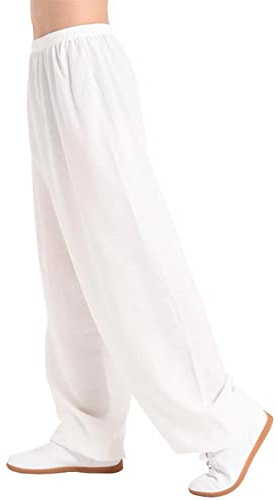 VIRACIN Tai Chi Hose für Herren und Damen, Kampfsporthose, Kung-Fu-Hose, Yoga-Laterne, Jogginghose, Weiß-XXXL