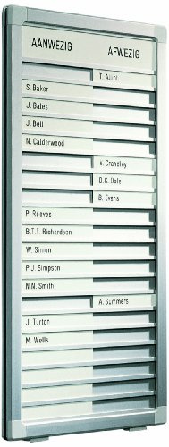 Legamaster 7-622200 In-and-Outboard Professional, An-und Abwesenheitsübersicht für 20 Personen, 26 x 54 cm, eloxiertes Aluminium