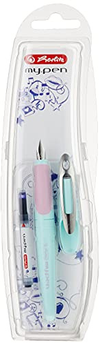Herlitz 10999753, Schulfüllhalter (inkl. Patrone) -Für Rechtshänder, Minze/Lila