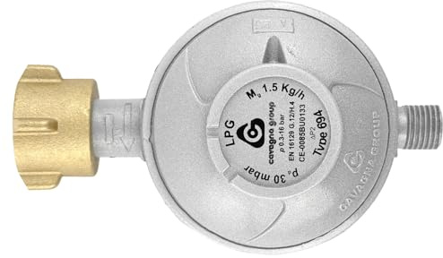 HausundWerkstatt24 Niederdruck-Campingregler 30 mbar 1/4 für 5 und 11 kg Propanflaschen (Druckregler Druckminderer)