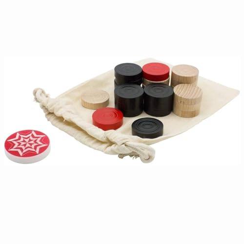 GICO Carrom Steine Komplettsatz von Carrom Manufaktur, Set Standard Class mit Steinen und Striker - 2102