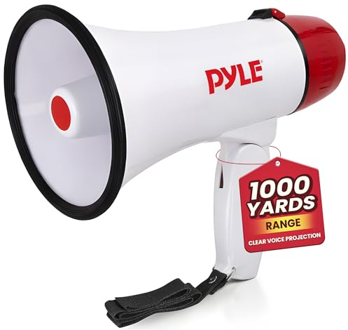 Pyle Megaphon mit Sirene, Signalhorn – Siren Megaphone – Mini Megafon Kinder & Erwachsene 20W, Faltbare Megaphone mit Sirene & Mikrofon, Lautstärke Einstellbar & Batteriebetrieben Reichweite: 550m