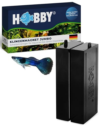 HOBBY Aquaristik Klingenmagnet Jumbo I Algenmagnet bis 12mm Glasstärke I Aquarienreiniger zur Algenentfernung mit Edelstahlklingen I Scheibenreiniger für Aquarien ohne Kratzgefahr