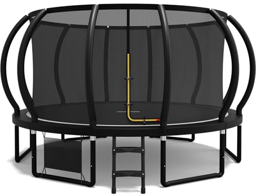 Flamaker Trampolin Outdoor Ø 228/305/366/427cm mit Zweilagiger Schutznetzpfosten, Stabile Rahmenkonstruktion, Wetterfest und rostfrei, Gartentrampolin für Kinder & Erwachsene Belastbarkeit 150kg