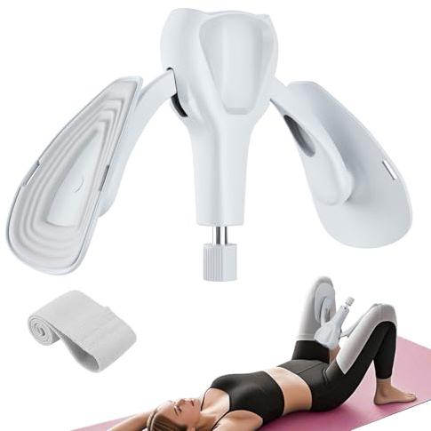 Beckenboden Oberschenkeltrainer 35 kg Verstellbarer Kegel Beintrainer für Zuhause Postpartum Erholung für Frauen und Männer, mit Band, Grau