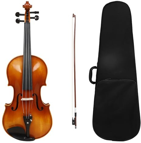 DOUDINGMAO 40,6 cm Bratschen-Set, Massivholz-Bratsche mit Tragetasche und Bogen-Set für Anfänger, Studenten, natürliche Farbe, Saiteninstrument
