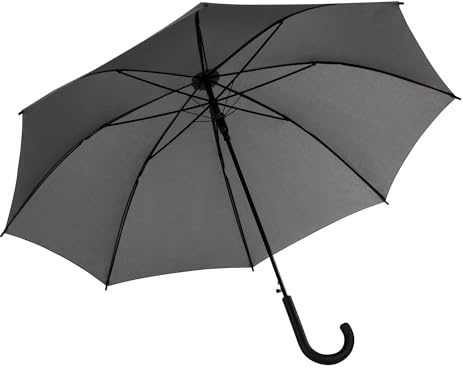 Idena Stockschirm, Grau, Durchmesser 100 cm | Regenschirm mit automatischer Öffnung, Soft-Touch Griff, Länge ca. 88 cm, 50111