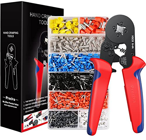 Crimpzange Set, Preciva Aderendhülsenzange mit 1200 Aderendhülsen Set I Aderendhülsenzange selbsteinstellend [Für 0,25-10mm²] I Krimpzange, Crimpzangen, Crimp Zange, Presszange