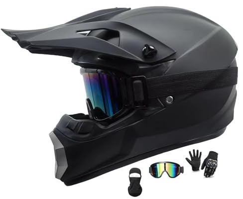 Motocross Helm Fullface MTB Jugend Motorradhelme, Downhill Motorradhelm Kinder, Herren ATV Motorradhelm, Für Mountainbike ATV BMX Downhill Offroad, mit Handschuhe Brille