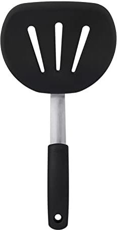 OXO Good Grips flexibler Pfannkuchenwender – spülmaschinenfester Pfannenheber aus Silikon und Edelstahl für amerikanische Pancakes und mehr – schwarz