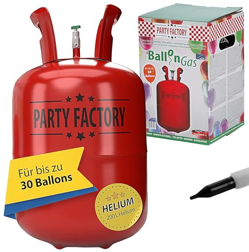 Helium Ballongas für ca.30 Ballons | Heliumflasche Gasfüllung | Luftballons | Party Factory Heliumgas fürHochzeit (1 x Ballongas 30)