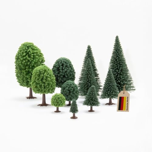 modellnatur Modellbäume & Tannen | 30 Miniatur-Bäume (3,5–14 cm) | Handkolorierter Mischwald für H0, TT, N, Z – Perfekt für Deko, Diorama, Modelleisenbahn & Landschaftsbau | 3095232