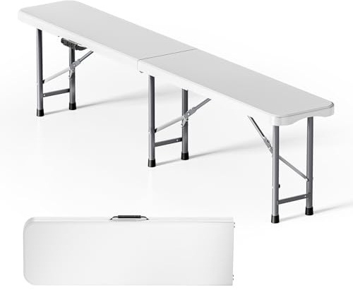 Wiltec Klappbank 180x30x43 cm Camping Sitzbank klappbar Campingbank Gartenbank Bierbank faltbar Sitzgruppe Sitzgarnitur Camping Tisch faltbar