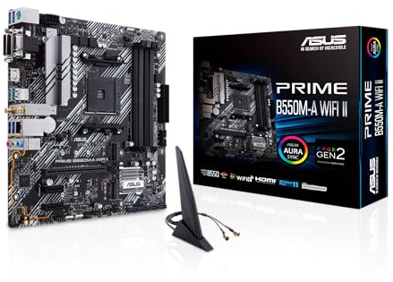ASUS Prime B550M-A WiFi II Gaming Mainboard Sockel Ryzen AM4, mATX | AMD B550, PCIe 4.0, WiFi6, Dual M.2, SATA 6Gbit/s, Aura Sync