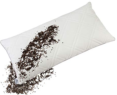 NATURECA Buchweizenkissen nackenkissen 40x80 Kopfkissen nackenschmerzen, Seitenschläferkissen mit bezug Baumwolle, Steppung, Buchweizen nackenstützkissen