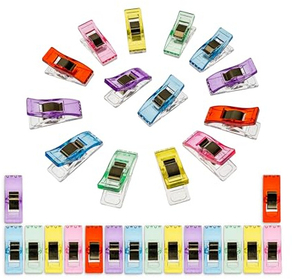 Stoffklammern Set, 30 Stück, 6 Farben Mix, Alternative zu Stecknadeln, DIY Zubehör für Nähen, Stoff Clip, Bastelklammer Nähzubehör, Stoffklammer, Stoffclips Textilien, Nähklammern Kit, Bastelclips