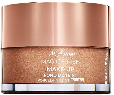 M. Asam Magic Finish Porcelain Teint LSF 30 Make-up (30ml), 4-in-1 Mousse: Primer, Puder & Concealer mit optimaler Deckkraft & mattem Finish - für helle Haut.