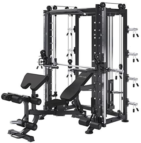 MAXXUS Multipresse 10.1 - mit Hantelbank, Rudern, Klimmzug, Dip-Station, Kabelzug, Latzug, Beinstrecker, Bandrücken, bis 300 kg - Kraftstation, Power Rack, Smith Machine, Multistation, Power Cage