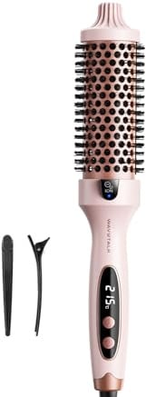 Wavytalk Thermobürste, Blowout Boost Thermal Brush Ionische Rundbürste Lockenbürste, Macht Haar Glatt und Glänzend, 5 Temperaturstufen, Haar schonend, 38mm Fass, Doppelspannung, Sakura Rosa