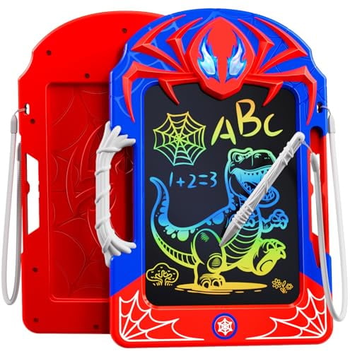 LCD Schreibtafel mit Web-Stift & Griff, Spielzeug ab 3-12 Jahre alt Junge, Umweltfreundlich Bunten Zeichenbrett, Lernspielzeug Geburtstag Geschenk für 3 4 5 6 7 8 9 10 Jungen Kinder