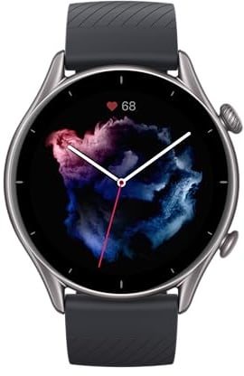 Amazfit Smartwatch GTR 3 46mm mit Gesundheitsüberwachung, SpO2, Zyklusüberwachung, GPS Sportuhr mit 150+ Sportmodi, 21 Tage Akku, Alexa für Herren Damen, Schwarz, Einheitsgröße