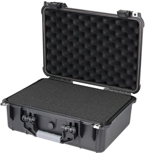 HMF ODK100 Outdoor-Fotokoffer, Transportkoffer mit Rasterschaumstoff | 27 x 24,5 x 13 cm
