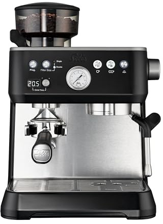 Solis Grind & Infuse Perfetta 1019 Siebträgermaschine - Kaffeemaschine mit Mahlwerk - Integrierte Zero Static Kaffeemühle - Espressomaschine mit Dampf- und Heißwasserfunktion - Schwarz