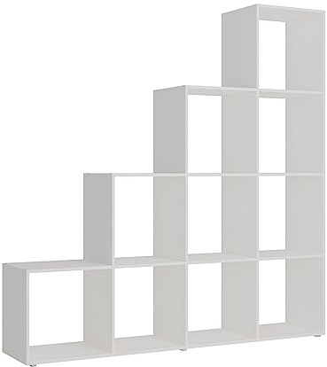 Vicco Treppenregal Aramis, Weiß, 138 x 143 cm 10 Fächer
