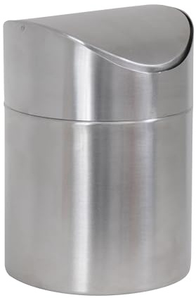 MSV Tischmülleimer – Edelstahl Tischabfalleimer mit Schwingdeckel – Kompakte Größe, ideal für kleine Räume – Küchenabfalleimer/Mini Abfallbehälter - 1,5 L