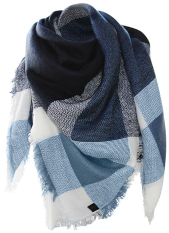 Glamexx24 XXL Kuschelige Damen Poncho Schal mit verschiedenen Mustern, warm und wunderschön, Blau, Einheitsgröße