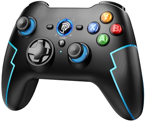 EasySMX Wireless PC Controller, Controller PC Bluetooth with Hall Trigger & Dual Vibration & Turbo Function, Compatible with PC/PS3/Switch/Mobile Phone - Blue
