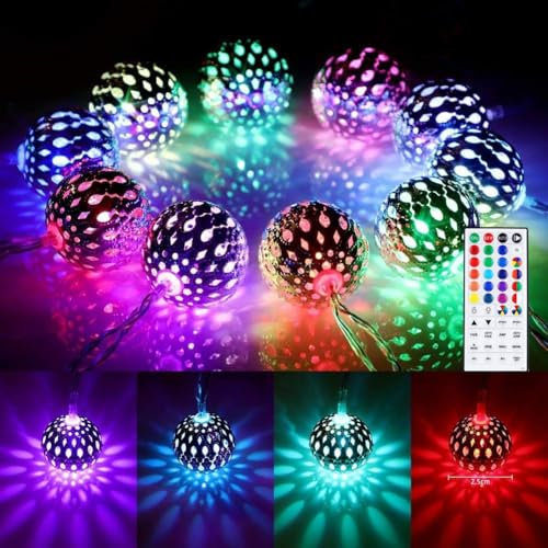 4M Kugel LED Lichterkette Innen USB, Marokkanische Kugeln Orientalisch Lichterkette Außen, 40er LED 24 Farben Lichterketten für Zimmer Dekor, Farbwechsel Fairy Lights für Ramadan Diwali