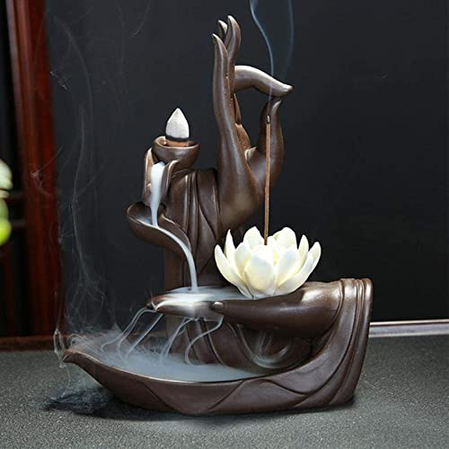 Lotus Räucherstäbchen Halter, Keramik Haus Dekoration Räuchergefäß Räucherstäbchenhalter mit 20 Rückfluss Räucherkegel+ 30 Räucherstäbchen