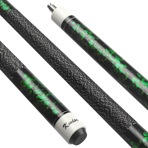 Kmise Billard Queue-Set, 147cm 18–21 oz Professionelles Billardqueue aus kanadischem Ahorn, Neuer verbesserter Griff, 4 Farben optional (1 Stück (595 g Grün))