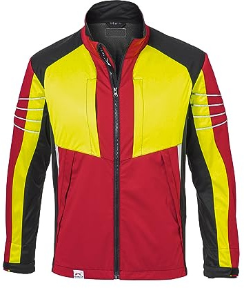 KÜBLER FOREST Ultrashell Jacke PRO – Jacke mit ergonomischem Schnitt und Ventilation rot/warngelb Gr. XL