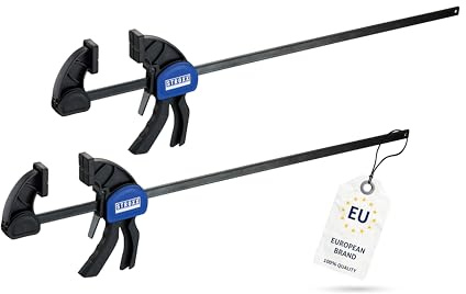 STROXX® 2x Einhandzwinge |Spannweite: 900mm| Klemmkraft je Zwinge: 159 Kg | Schraubzwinge | Spanner | Zwinge | Einhandzwinge | mit Gummipads und Quick Release Funktion