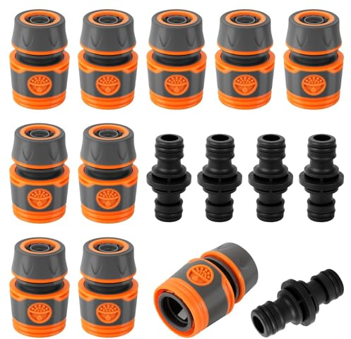 Schlauchverbinder Set, 15 Stück Schlauch Kupplung Set Schlauchkupplung Zubehör, 1/2 Zoll Doppelstecker Gartenschlauch Verlängerung Kupplung Verbindungsteil für Familie Garten
