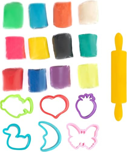 Knete ab 2 jahre ungiftig 0,6 kg/ 12 Stück mit Spielknete Zubehör Soft Bio Kinderknete Set Knetmasse für Kinder und Kleinekind ab 3 Jahre